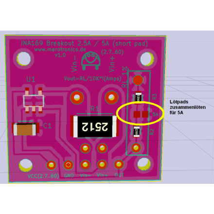 INA169 Analog DC Current Sensor Breakout - 60V 2,5A / 5A Marotronics