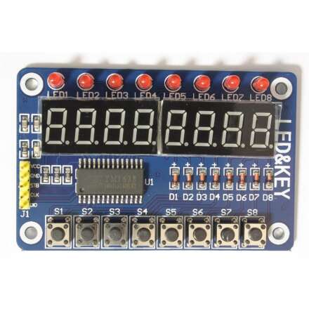 TM1638 Modul mit 8 Taster und 8-stelligem LED Display und 8 LEDs 8 Bit Für DIY, Arduino, Pi